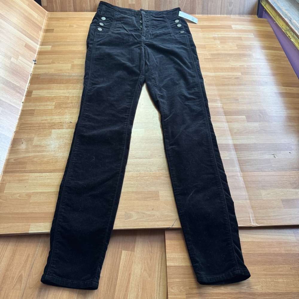 J. Brand Natasha sky high skinny black velvet jeans size 26 NWT, button fly